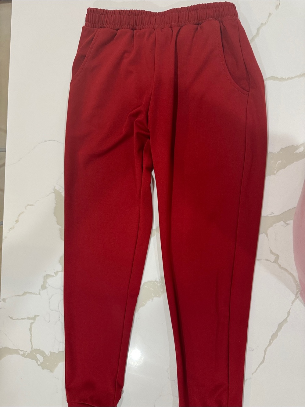 Red Elastic Waist Joggers